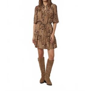 NEW GILNER FARRAR women's adelyn dress in khaki paisley